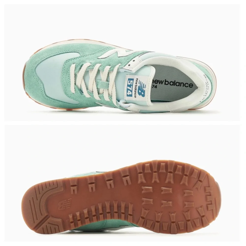 New Balance 574 Unisex Retro Running Shoes / Sneakers - Aqua Green / White - Picture 11 of 14